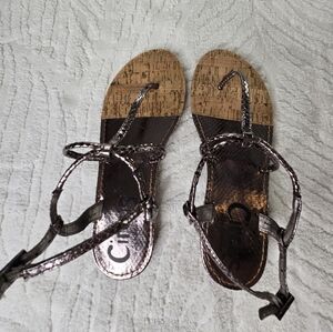 🏈 Circus By Sam Edelman EUC t-strap Sandals 6.5 Brown Tan